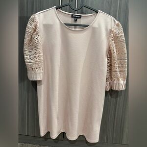 Express Pink Blouse with Lace Sleeves